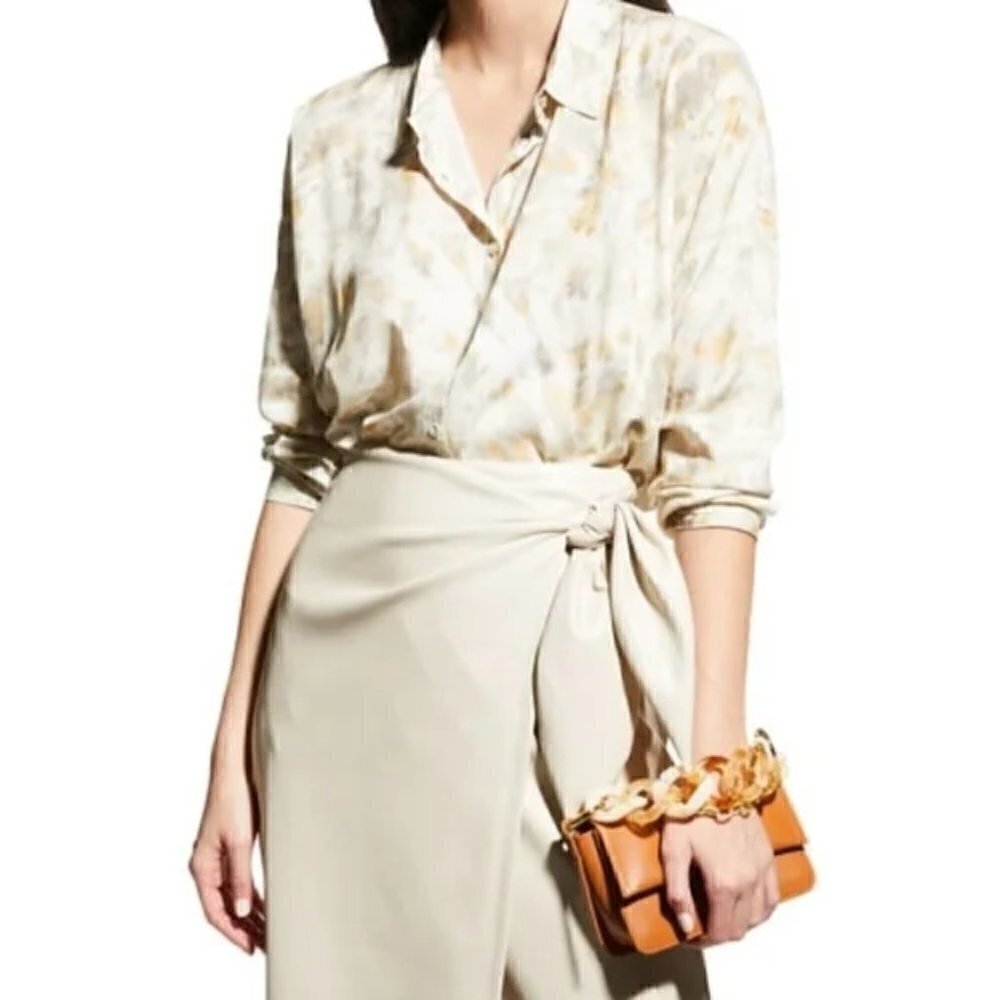 New Johnny Was Relaxed Boxy Button-Up Long Sleeve Shirt Blouse NWT Size XS